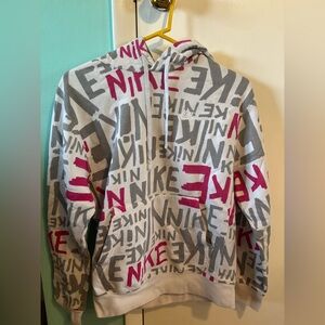 Nike Graphic Hoodie in Gray and Pink